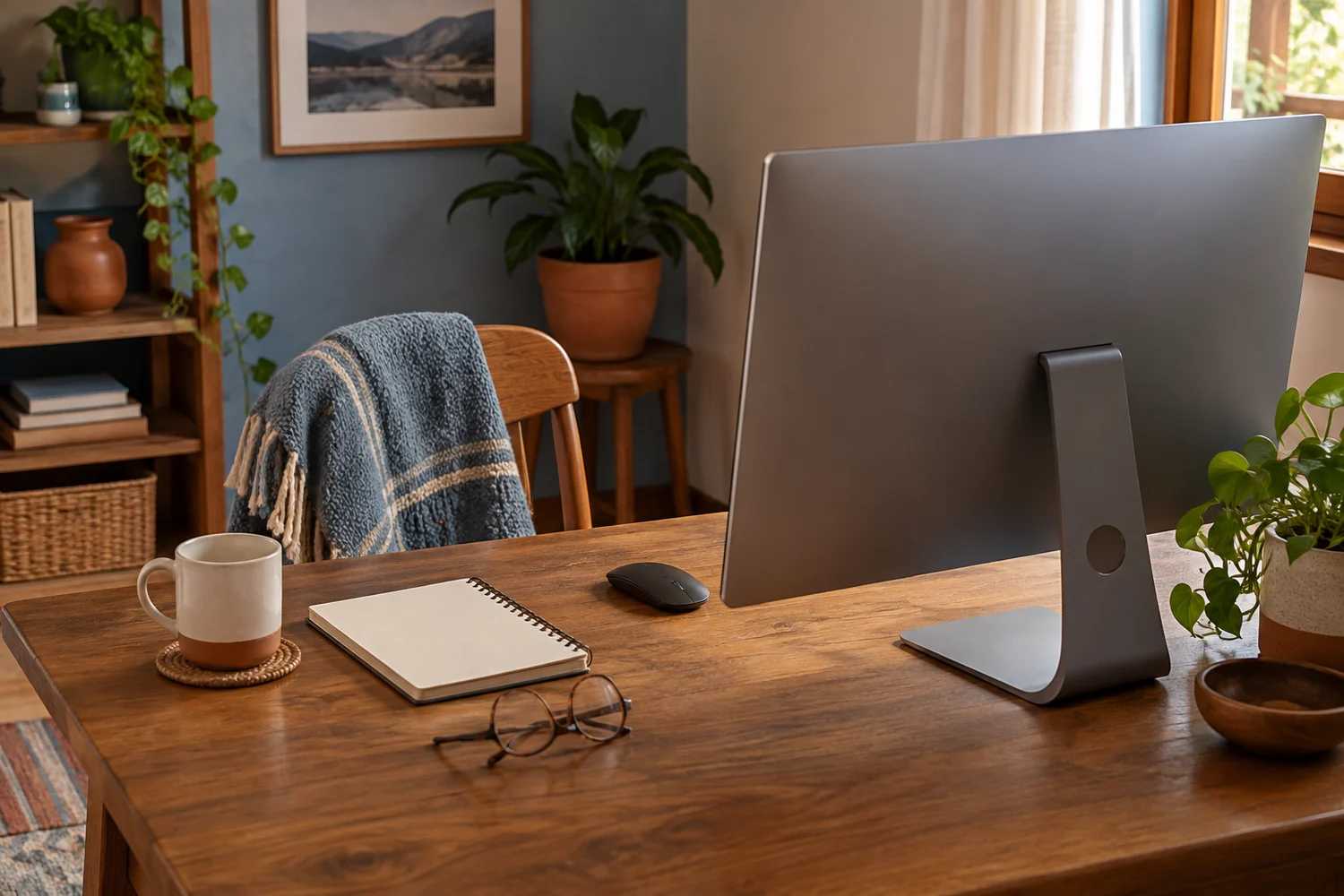 Espacio tranquilo con una computadora sin marca